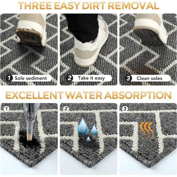 Indoor Doormat,Front Back Door Mat Rubber Backing Non Slip Door Mats, 20"x31.5" - Picture 4 of 7